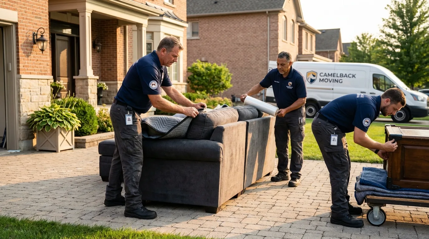 Large estate moving crew wrapping furniture in Comstock Park, MI