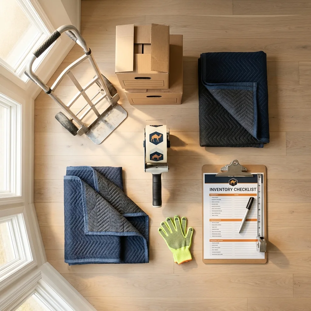 Professional moving supplies and packing materials layout for Comstock Park residential relocations